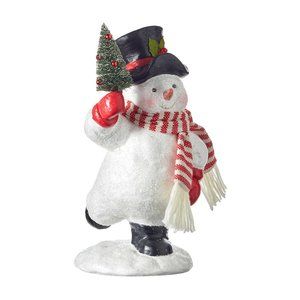 Retro Look Snowman with Bottle Brush Tree NWT